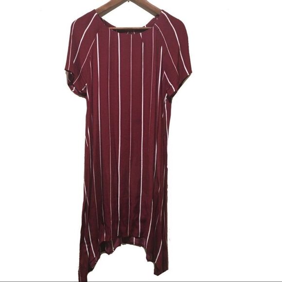 Lumiere Striped burgundy Sharkbite Dress Sm - Picture 1 of 5